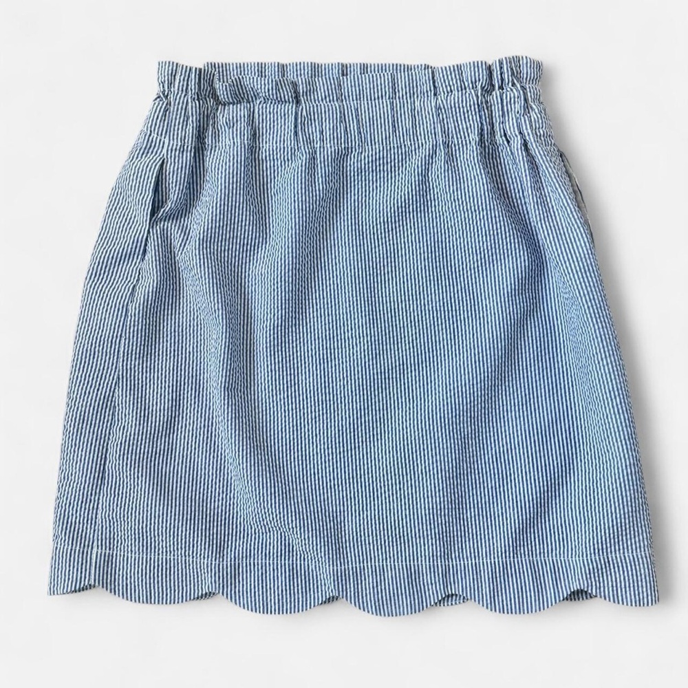 Lauren James Striped Skirt Small Blue White Scalloped Hem